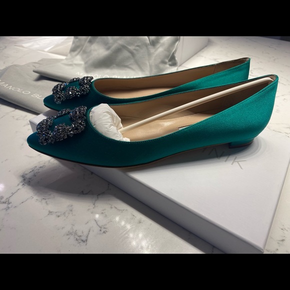 Manolo Blahnik Hangisi flats in green. Size 38 7.5 US. New/unworn. Authentic - Picture 4 of 8